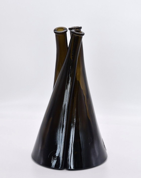 Jarrón rompecabezas colorido Paco Amber de O. Frey & Co., década de 1970. – Arte en vidrio, Glass (photo 6 of 6)