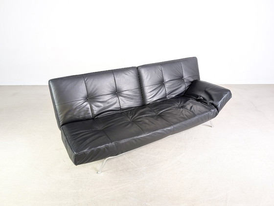 Image 1 of Sofá Smala de Ligne Roset original, de piel negra, diseño francés.