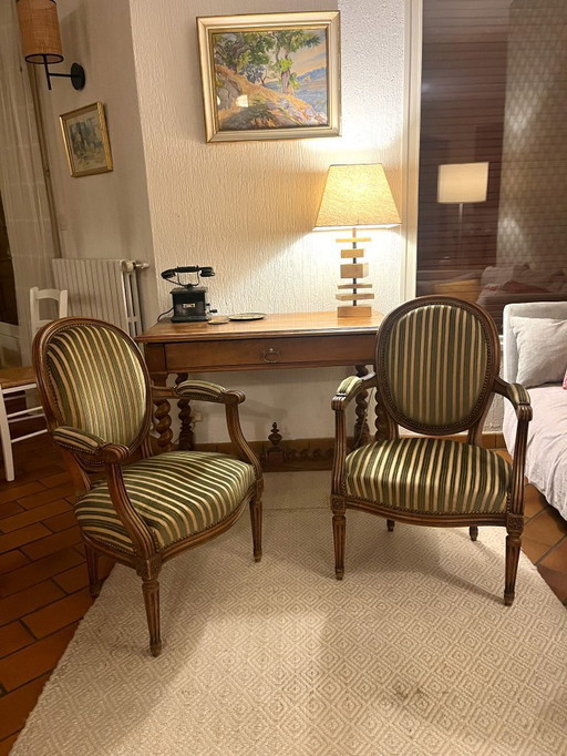 Paar Bergère-Sessel im Louis XVI-Stil