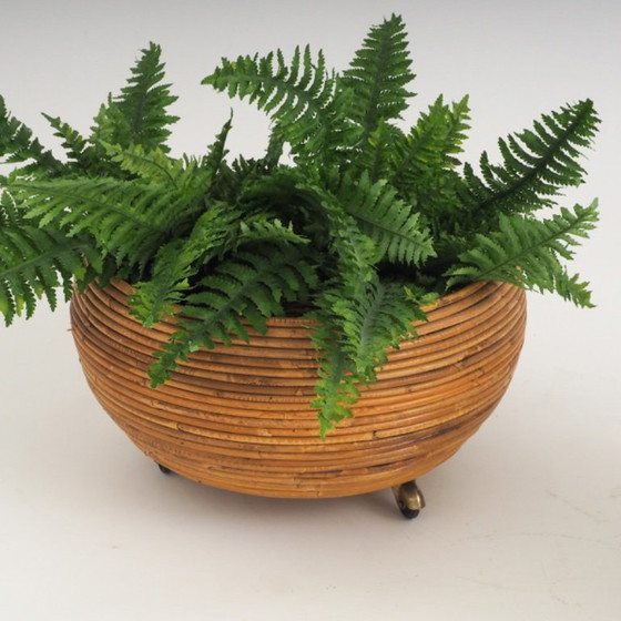 Pair of Italian Mid-Century Pencil-Reed Rattan Planters Attributed to Vivai Del Sud – Plant pot (photo 15 of 23)