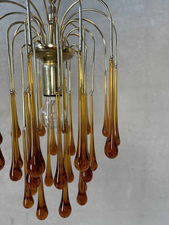 Image 1 of Vintage Amber 'Teardrop' Chandelier