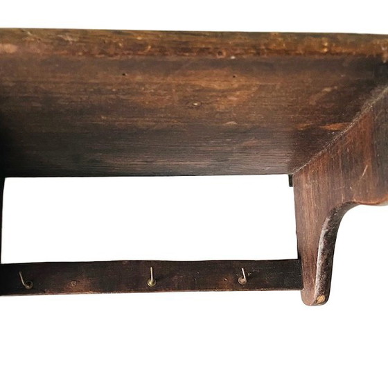 Image 1 of Perchero antiguo de estilo rústico francés, sobrio y shabby chic, de madera maciza, años 20