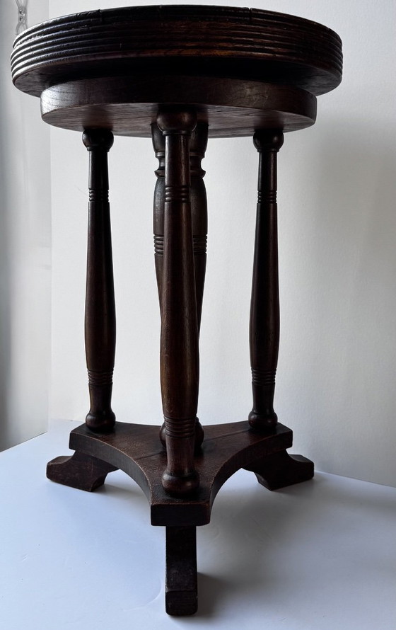Tabouret de piano Art Déco en chêne massif, vers 1930 – Textile (photo 6 of 10)
