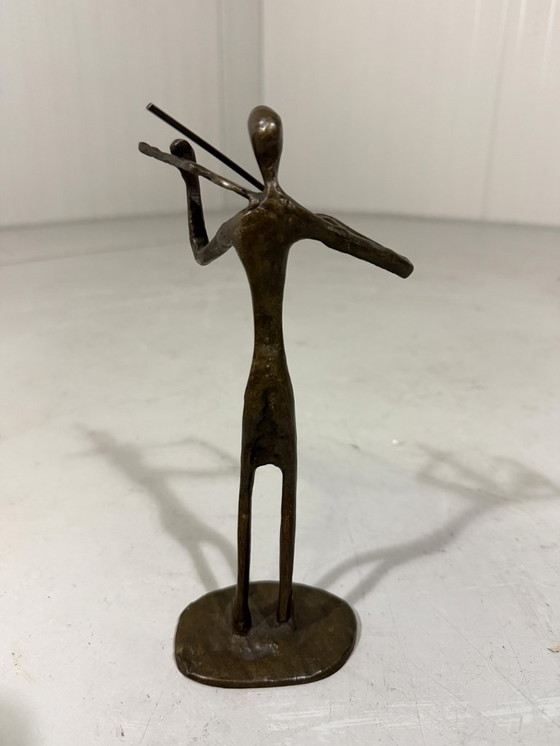 Image 1 of Abstract bronze statue of a violinist 1970-80's