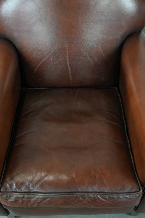 Image 1 of 2 x Beautifully shaped sheepskin Art Deco design armchairs