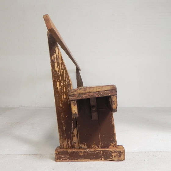 Image 1 of Grenen bank met rugleuning, 2,5 meter lang, jaren 50