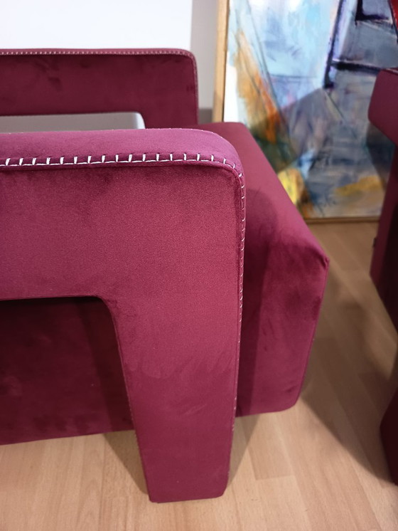 Image 1 of CASSINA 2X Poltrone 637 UTRECHT  (NUOVE MAI USATE) in Velluto 13L Ortigia/Plum con Cuciture in filo Naturale a punta Cavallo