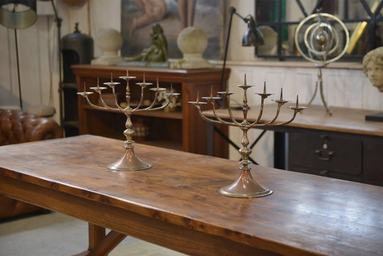Pair of brass and copper candlesticks 1950s – Candle holders, Vintage (photo 11 of 11)