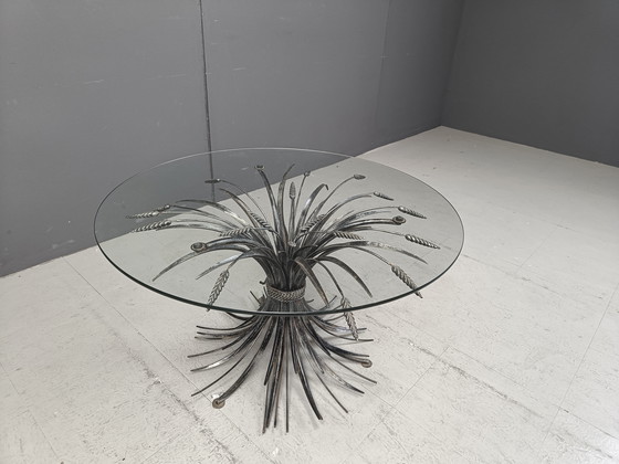 Image 1 of Vintage Metal Sheaf Of Wheat Coco Chanel Side Table