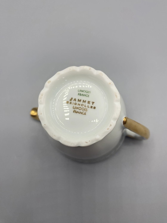 Cafetière en porcelaine de Limoges Jammet-Seignolles – Décor bleu céladon et or – Objets déco, Gold (photo 6 of 8)