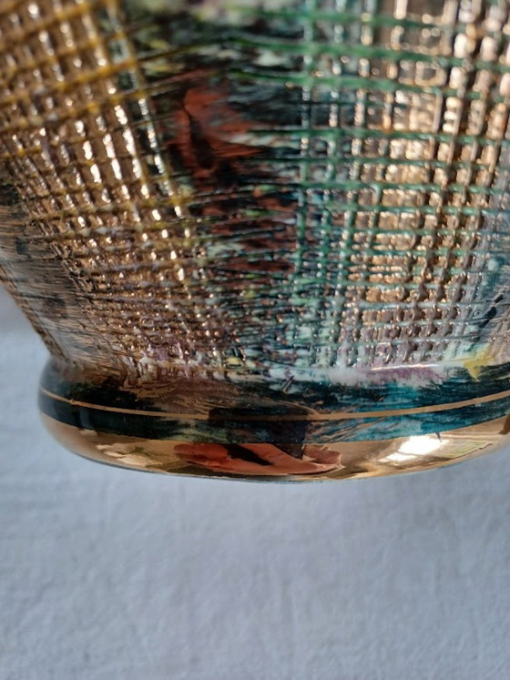 Image 1 of Authentic Hubert Bequet Quaregnon – Brutalist Sculptural Ceramics – Mid-Century Modern – Gold Glaze