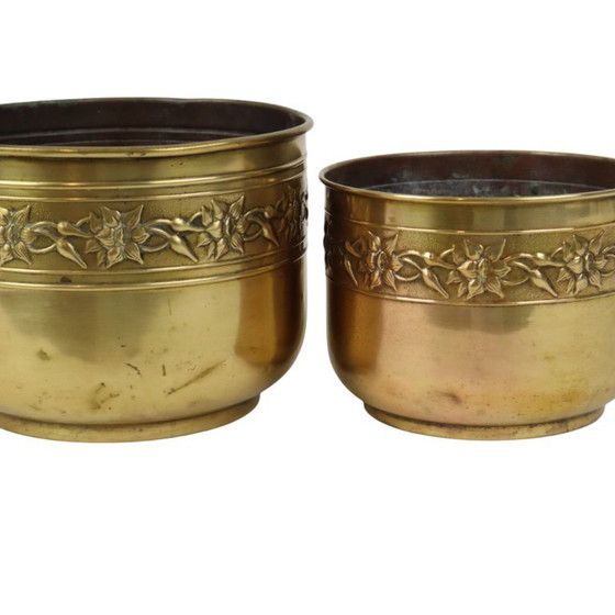 Oude Messing Repoussé Bloembakken Unis Paris – Plantenbak, Brass (photo 11 of 18)