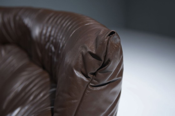 Image 1 of Zeldzame bruine leren Aralia loungebank van Michel Ducaroy voor Ligne Roset Frankrijk
