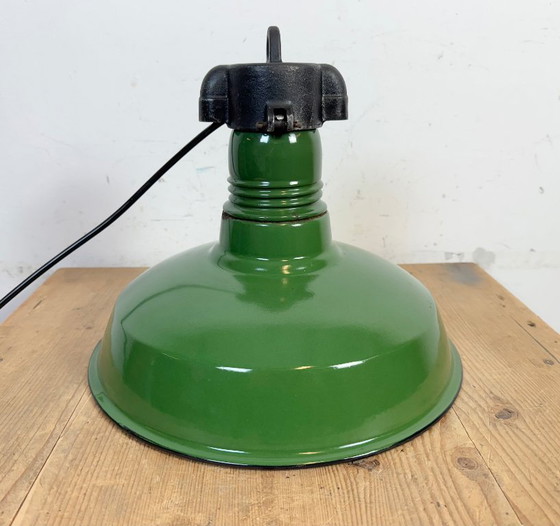 Image 1 of Industrial Green Enamel Factory Pendant Lamp, 1960s