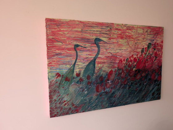 Birds in Green – Paintings & Drawings, Canvas (photo 3 of 5)