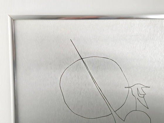 Image 1 of Vintage brushed steel picture, 1970s, Don Quixote, 70s Space Age, 1970s