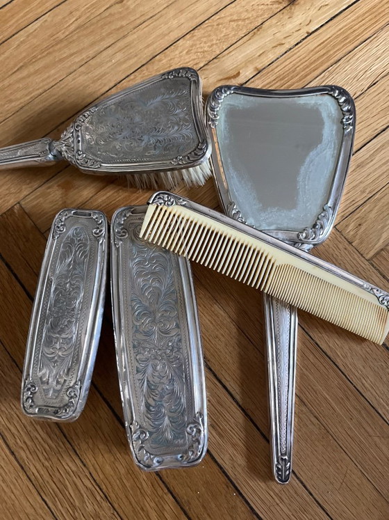 Set da Toeletta Vintage in Argento – Oggetti decorativi, Glass, Plastic (photo 5 of 5)