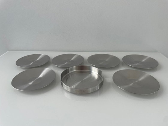 Image 1 of Tavola Swiss design coasters stainless steel set of 6