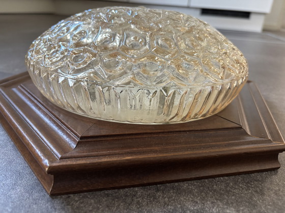 Image 1 of Vintage plaffoniere/ glazen plafondlamp amber