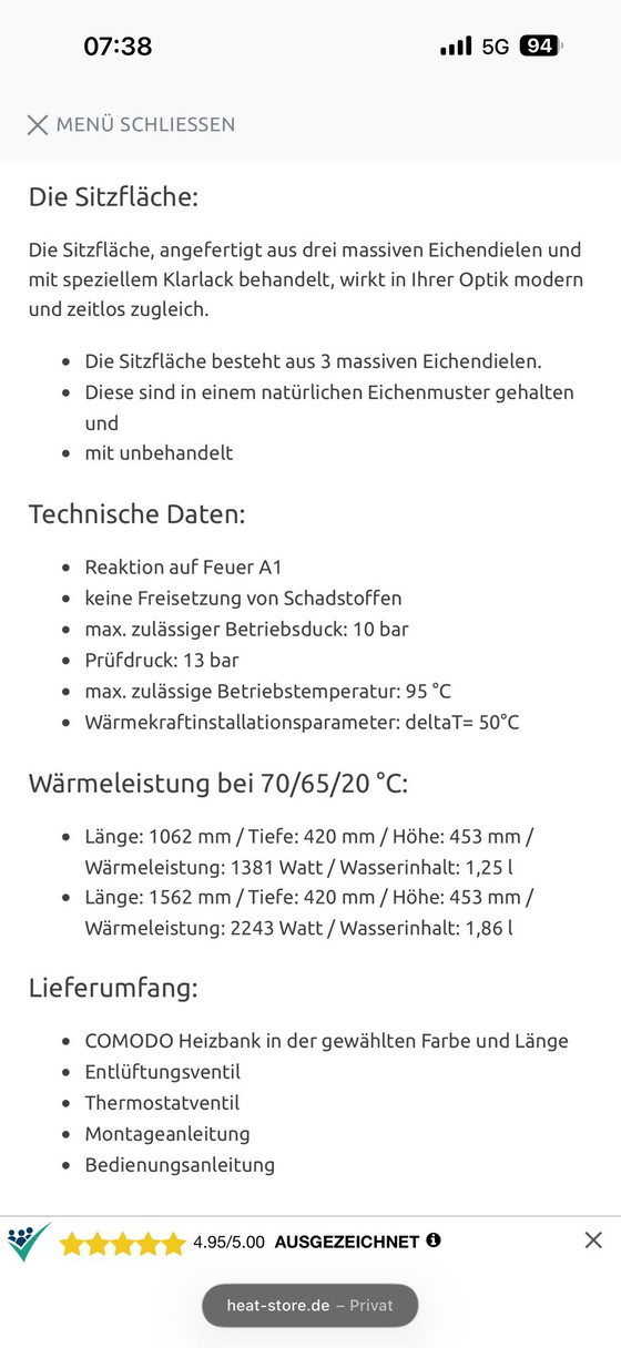 Verano COMODO Heating Bench Design Radiator Convector Seat Heating, Benches, Glass, Metal, Black (photo 2 of 5)