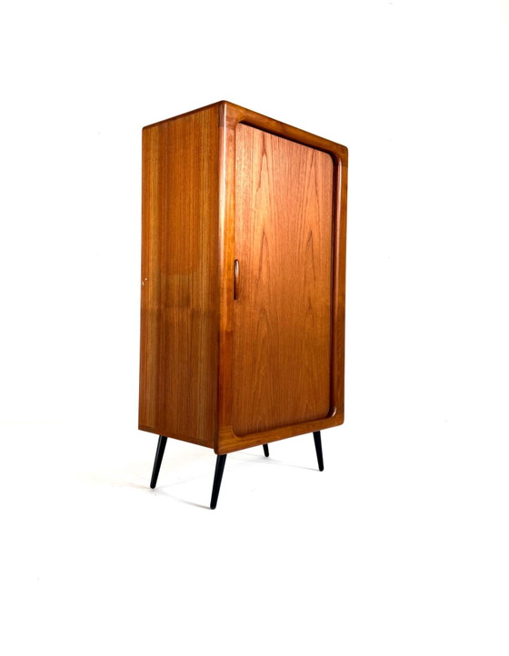 Vintage Deense  teakhouten highboard, Dyrlund ‘80, Wandkast, Bruin (foto 9 van 10)