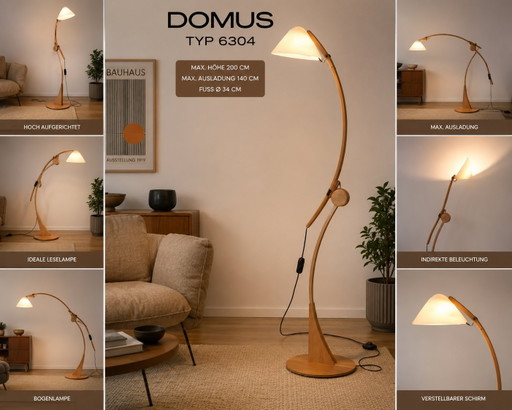 DOMUS Type 6304 Adjustable Floor Lamp – Original Lunopal Shade