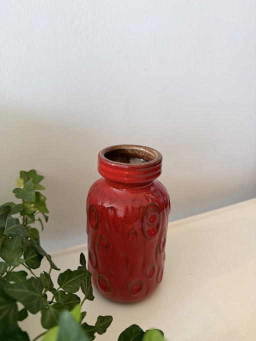 Vaso della Germania Ovest, anni '70, in ceramica rossa