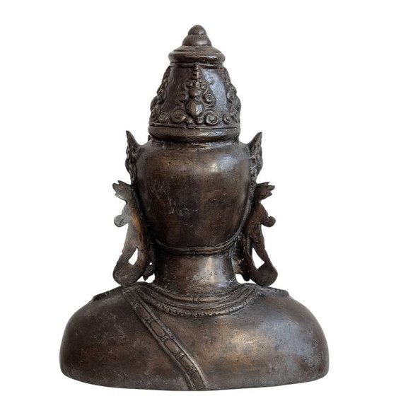 Antieke bronzen Vishnu buste met kroon – kavel 135 – Beeldhouwkunst, Gold (photo 5 of 18)