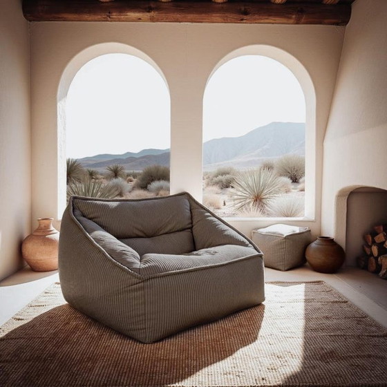Image 1 of Luxury Living Room Bean Bag Sofa in Premium Corduroy - Designer XXL Bean Bag with Filling Included - Modern Bean Bag Chair