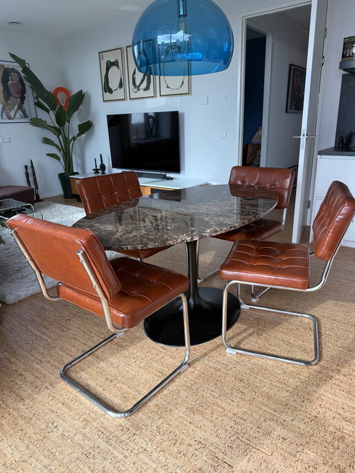 Set di 4 sedie vintage Bauhaus con struttura tubolare - anni '70
