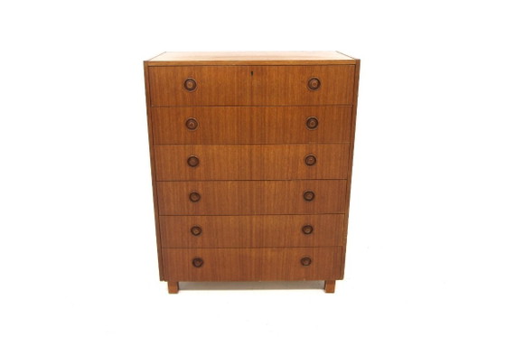 Image 1 of Skandinavische „Tallboy“-Kommode aus Teakholz, Schweden, 1960