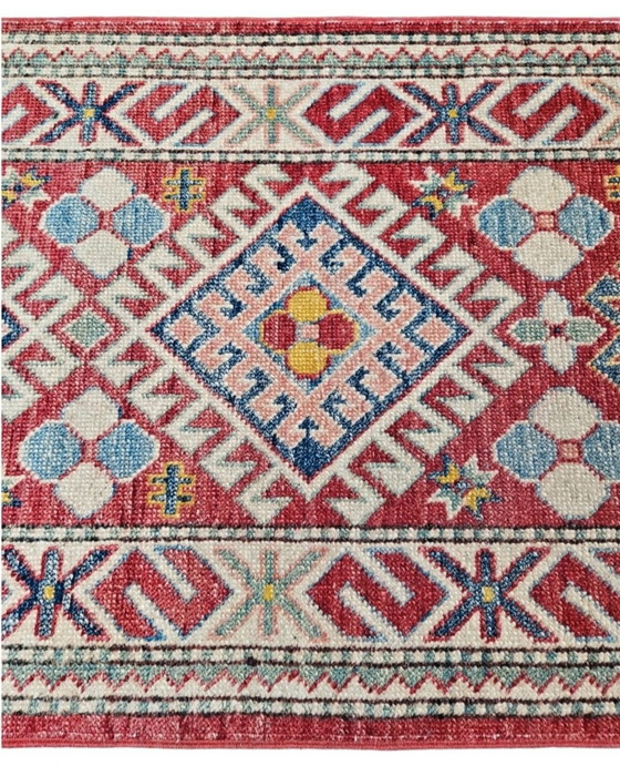 Image 1 of Handgeknoopt oosters wol Kazak tapijt loper Koraal Mint 64x205cm