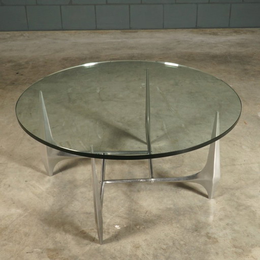 Vintage Aluminium Coffee Table – Knut Hesterberg For Ronald Schmitt – 1960s – salontafels, Glass (photo 2 of 12)