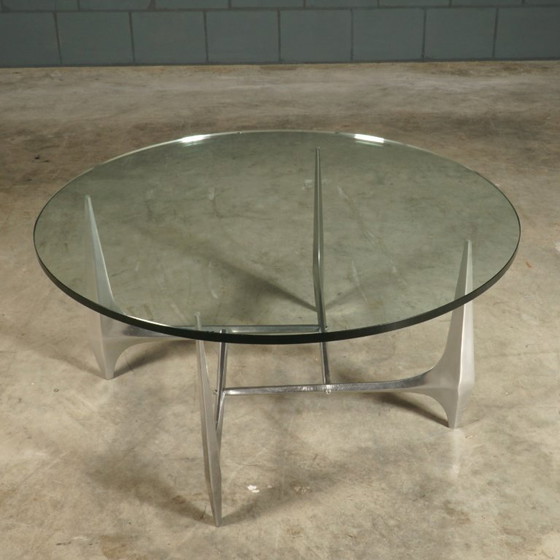 Vintage Aluminium Coffee Table – Knut Hesterberg For Ronald Schmitt – 1960s – Glass (photo 2 of 12)