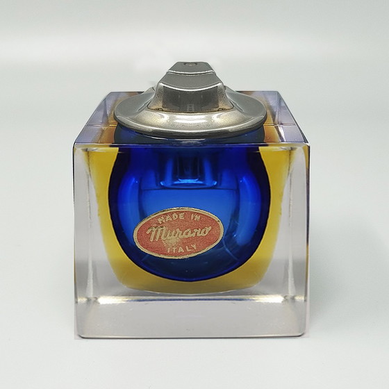 Image 1 of 1960s Stunning Blue Table Lighter in Murano Sommerso