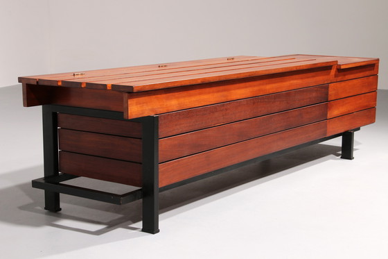 Image 1 of Vintage Wooden Bench with Storage Italiaans 1960