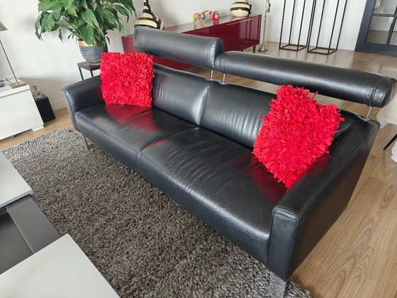 Image 1 of Divano Leolux Patachou e 2 poltrone in pelle nera