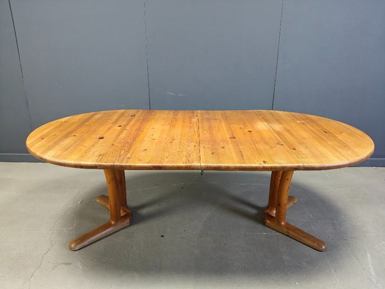 Image 1 of Rainer Daumiller style extendable pine wood  Dining Table, 1970s