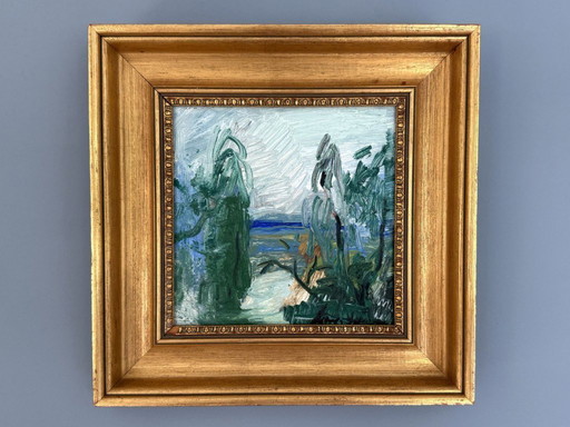 Expressionistisches Ölgemälde „Garten am Meer“ (1966) von Lars Herder