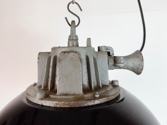 Image 1 of Suspension cage industrielle en émail noir et fonte, années 1960