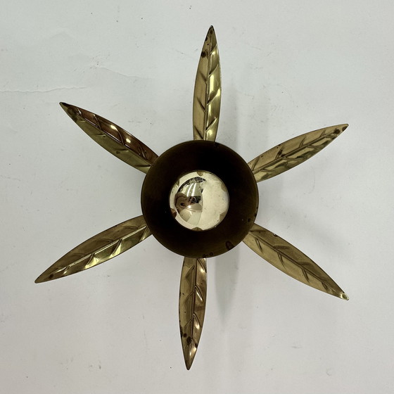 Image 1 of 1950er Wandlampe Deckenlampe Blume Gold