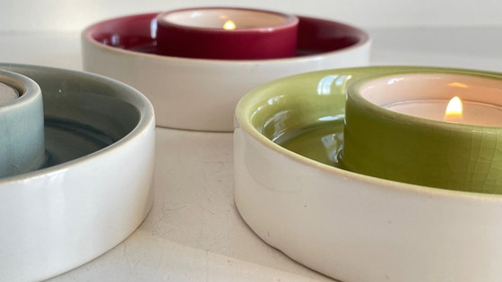 Image 1 of CANDLESTICKS Tealight Holder Crackled Ceramic