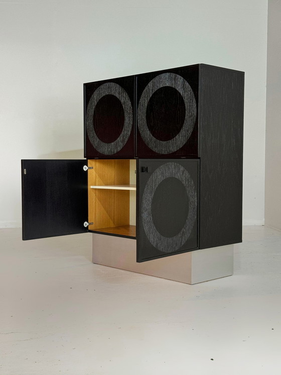 Image 1 of Black Brutalist Circular Bar Cabinet by Musterring, Belgium