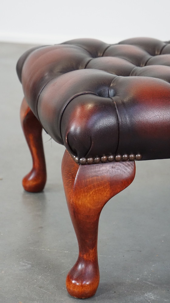 Image 1 of Beef Leather Square Chesterfield Hocker