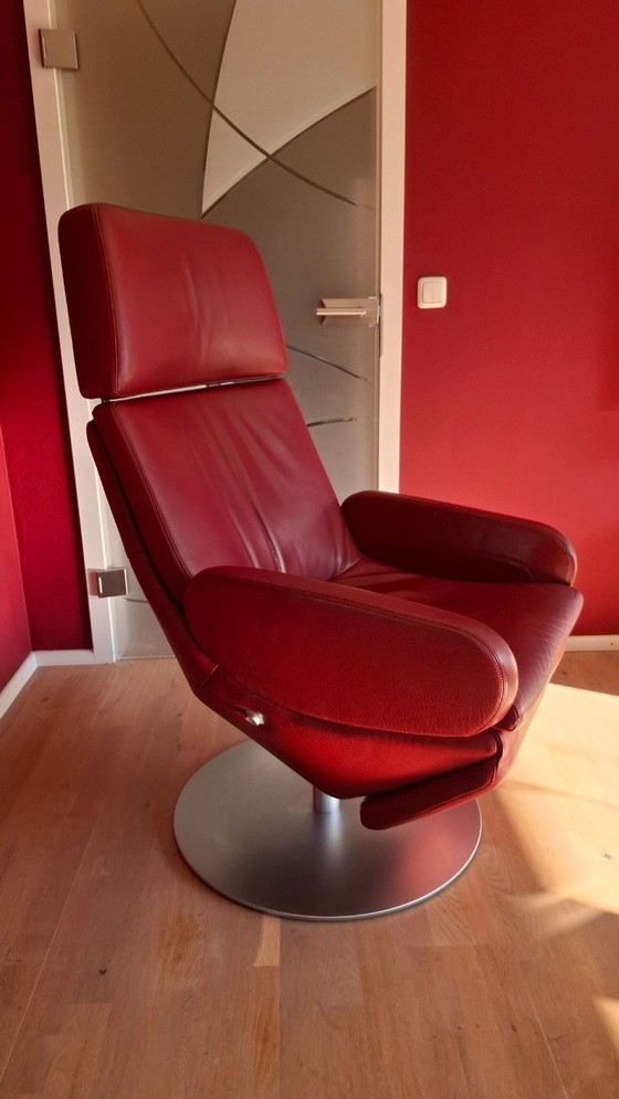 Rolf Benz 590 (L-SE-L) Verstelbare relaxstoel / Functionele fauteuil – Bordeaux Leer – Leather, Metal (photo 2 of 5)