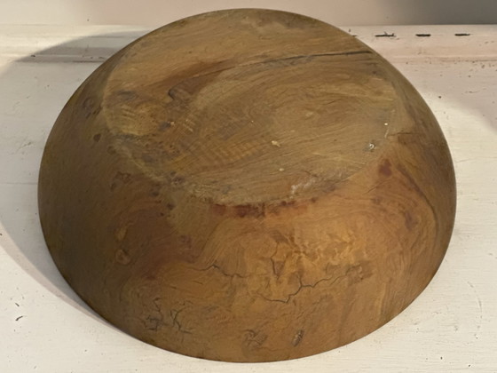 Large vintage solid wood bowl – Catchall – Centerpiece – 31 cm – Table accessories (photo 11 of 15)