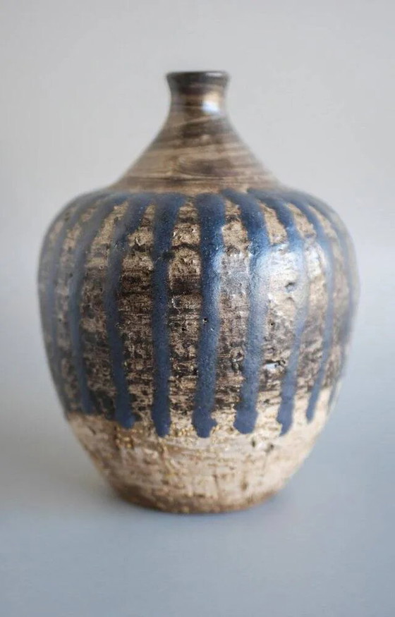 Image 1 of Mid-century Scandinavian modern brutalist art pottery vase by Mari Simmulson for Upsala Ekeby, Sweden, 1970s