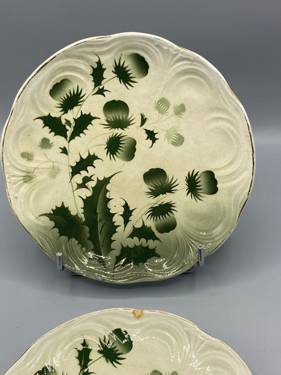 2 assiettes à dessert Art nouveau à décor de chardons – Badonviller – Lorraine – vers – Vaisselle, Ceramic (photo 3 of 5)