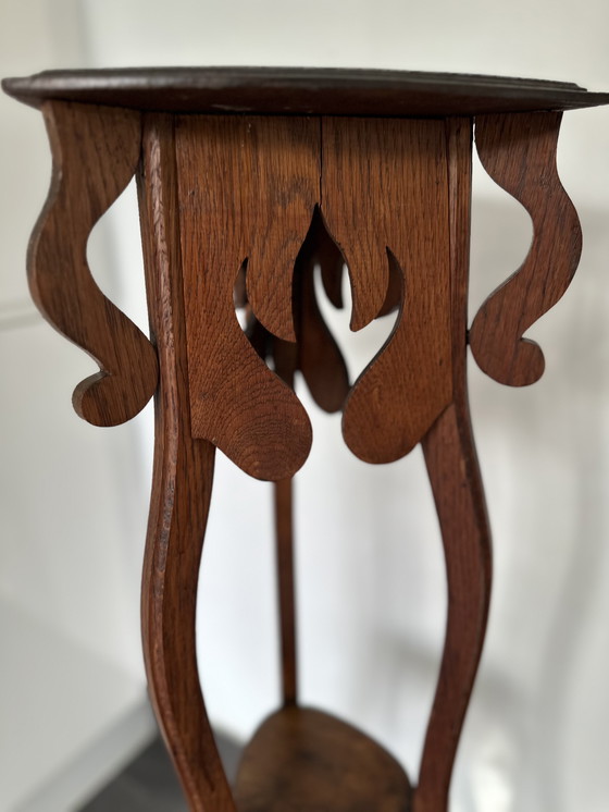 Image 1 of Columna Jardinière antigua Art Nouveau – Mesa para plantas de roble – 110 cm