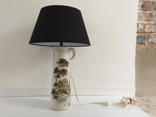 Handgemaakte keramische lamp van Cazalas 60's